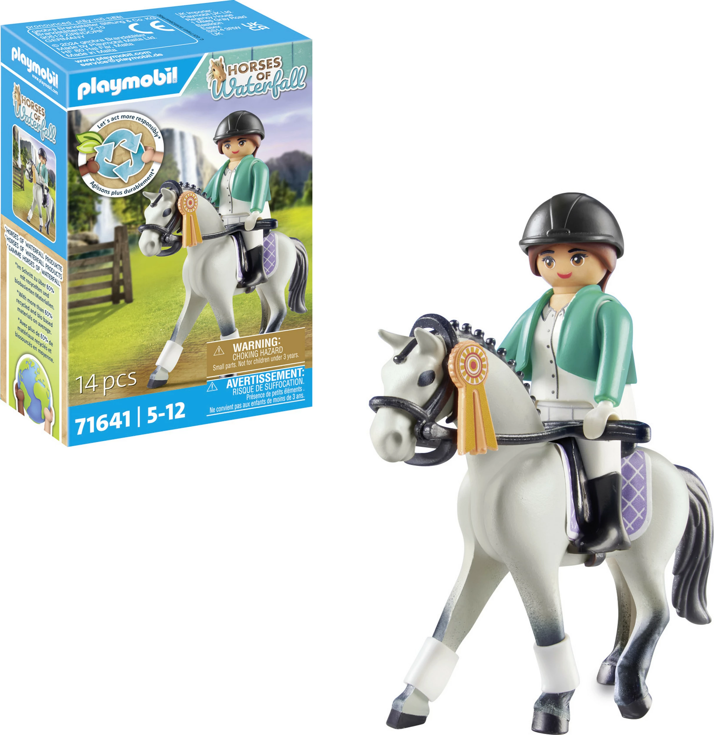 Set lodër Playmobil Horses of Waterfall 71641, kalorëse turniri me kalë, 14 pjesë, shumëngjyrëshe