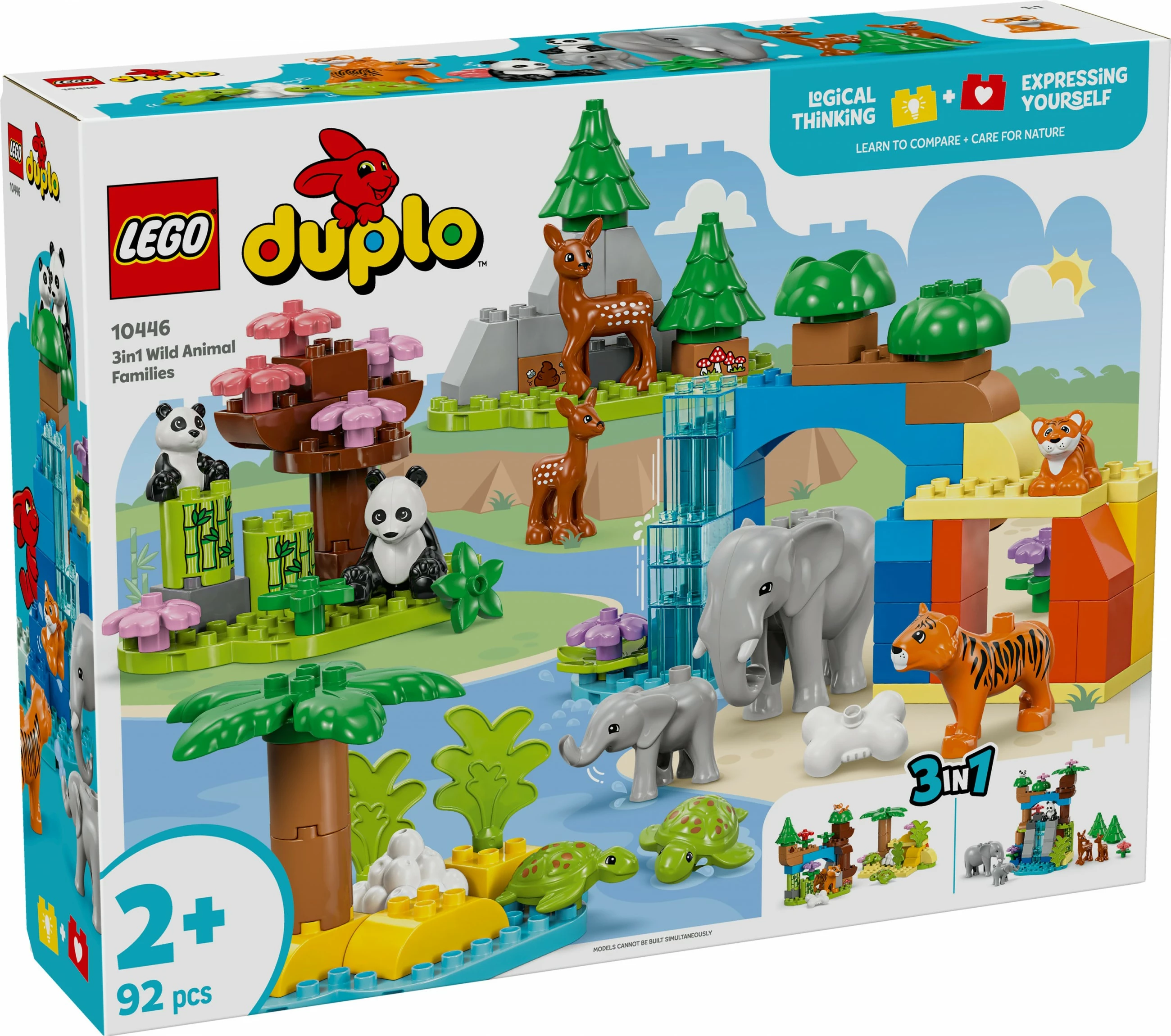 Set lodrash LEGO DUPLO 10446 Wildtier-Familien 3-in-1, 92 pjesë, shumëngjyrësh