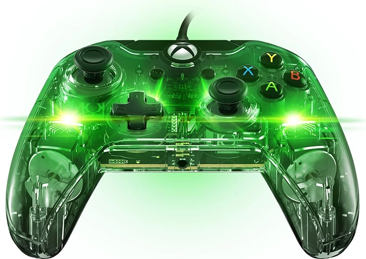 Kontrollor i lidhur për Xbox PDP Afterglow, RGB, kabllo e shkëputshme 10 m, transparent jeshil