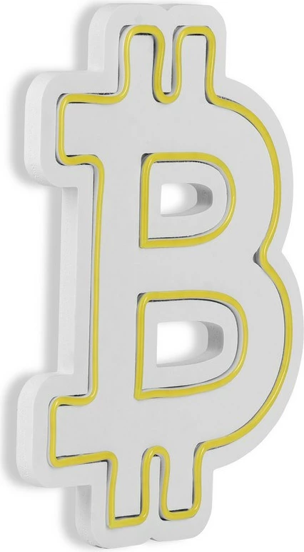 Dritë dekorative plastike LED, simbol Bitcoin, e verdhë