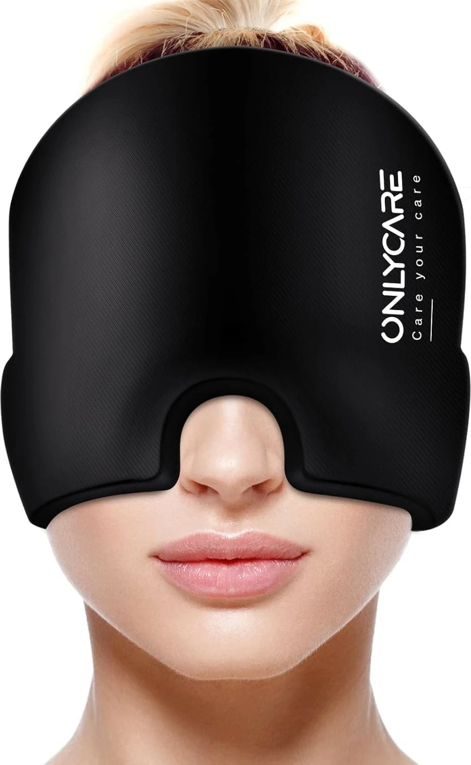 Maskë ftohëse për migrenë ONLYCARE 4002516495659, me xhel 360°, presion i moderuar, bllokon dritën, e zezë