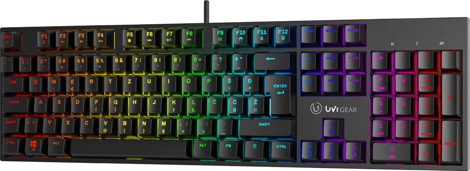 Tastierë mekanike RGB UVI Greed V2, Brown switch, 105 taste, UK layout SLO/CRO