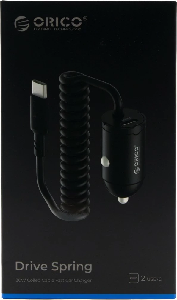 Karikues veture Orico, 2x USB-C, PD 30W, me kabllo spirale, zi