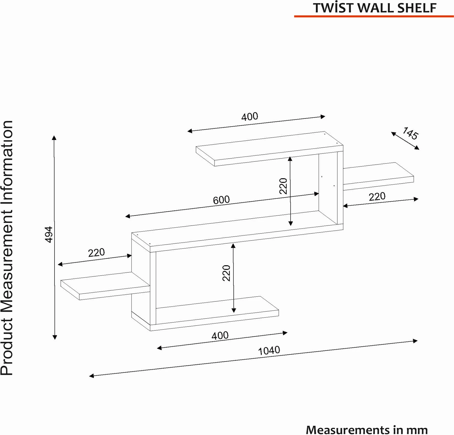 Raft librash Hanah Home, Twist, i bardhë