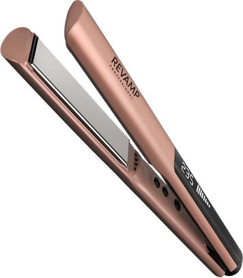 Hekur për drejtim flokësh Revamp Dynamic Radiance Straight & Style ST-1900GD, pllaka qeramike jonike 100 mm, 150–235°C, Ari