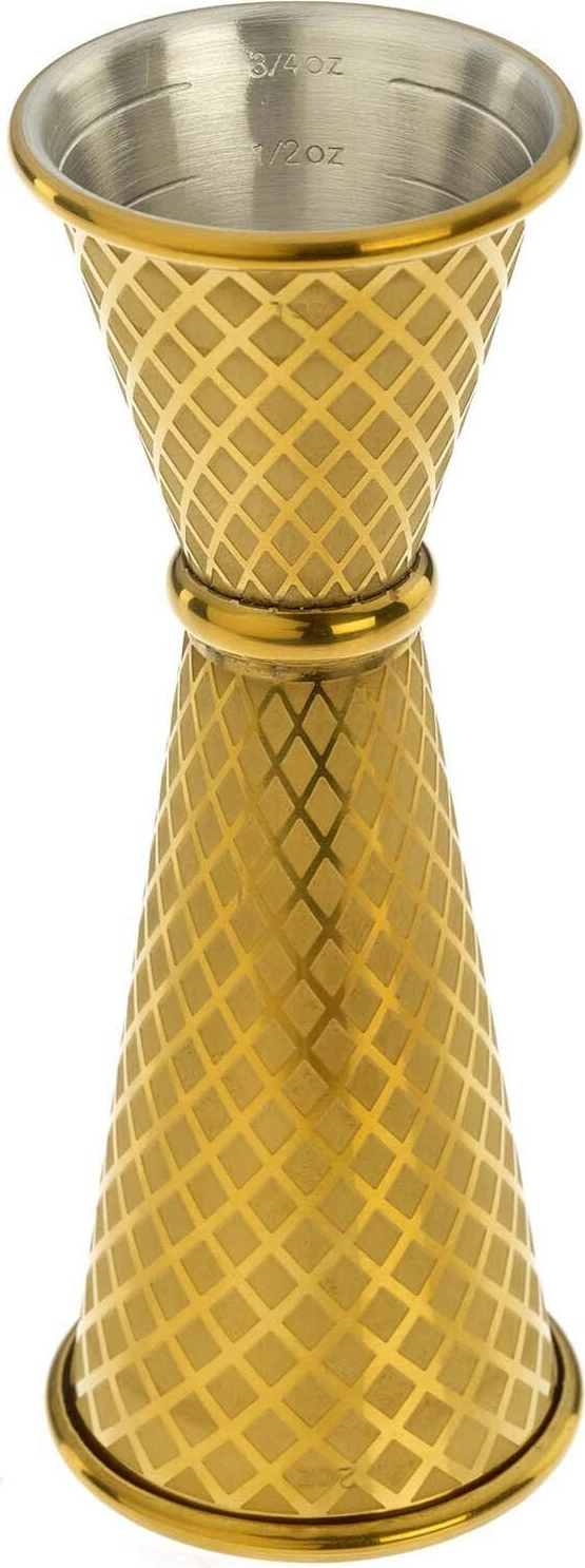 Jigger matës koktejesh, BarFly, Diamond Lattice stil japonez, 30/60 ml, çelik inox 18/8, ari