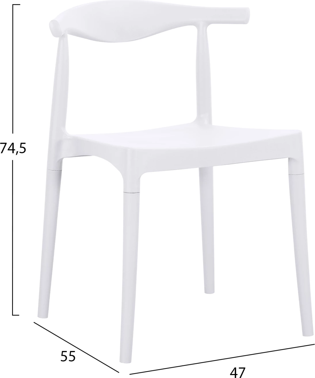 Karrige për jashtë ALOR FH6624.01, polipropilen e bardhë, set prej 4 copë, 47x55x74.5cm