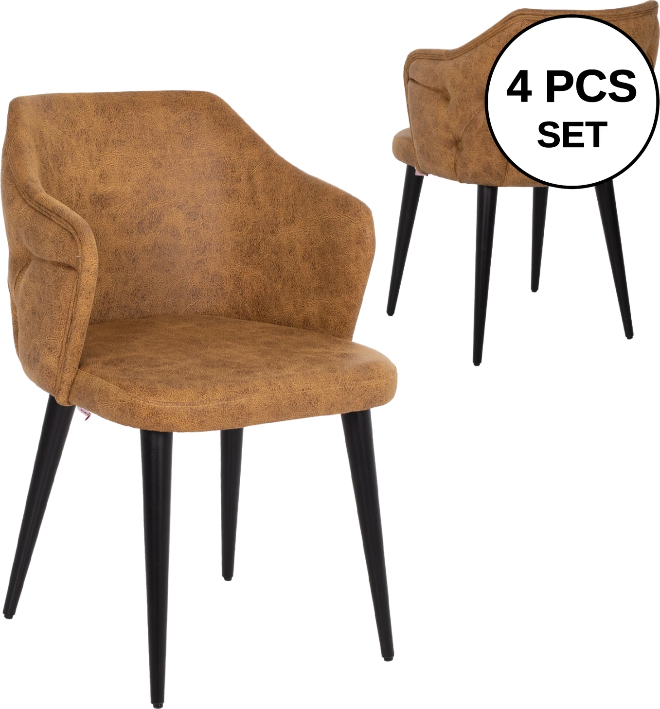 Karrige profesionale Theresa, lloj nubuck, ngjyrë ari, këmbë druri, 56x60x84H cm., set prej 4 copë