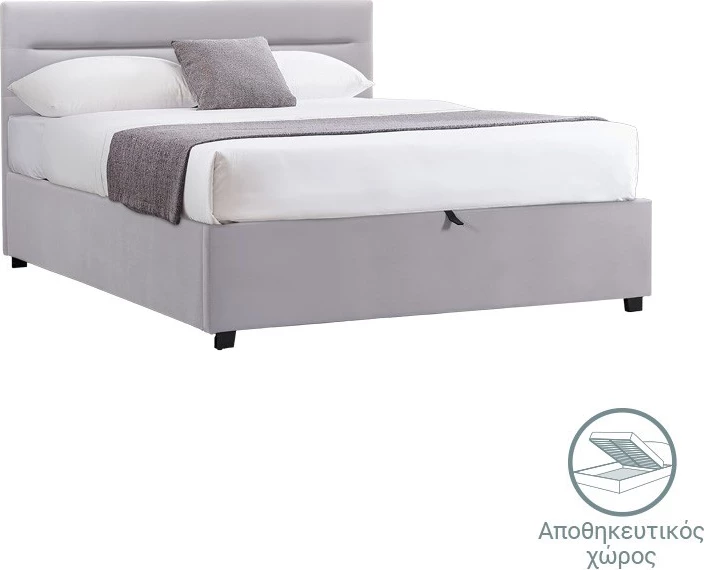 Krevat Molito kadife, ngjyrë gri e çelët, me hapësirë për depo, 120x200cm