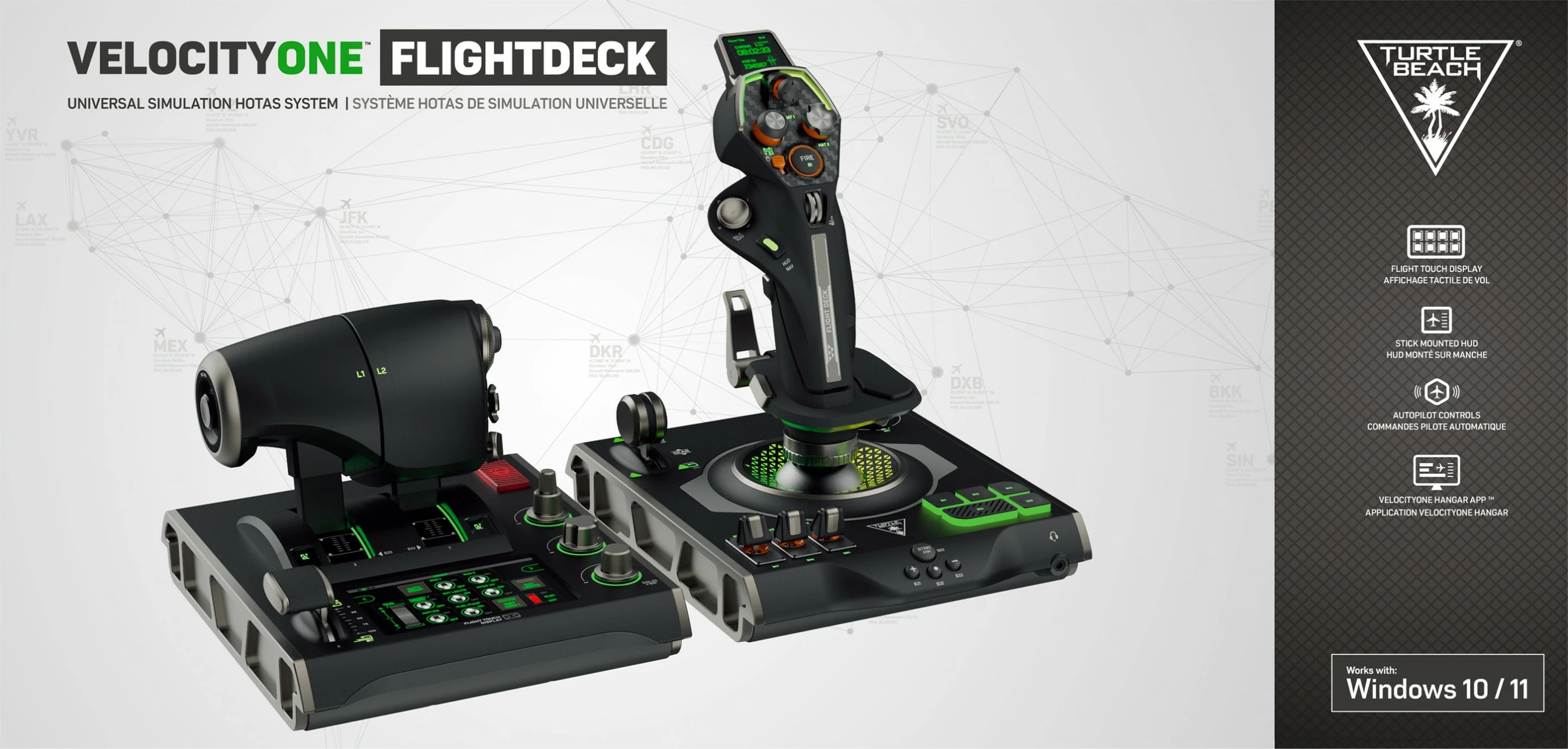 Joystick Turtle Beach VelocityOne Flightstick, PC, me ekran OLED, me kabllo, i zi