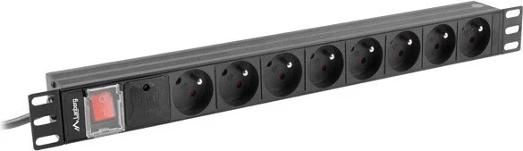 Shirit fuqie Lanberg PDU Rack 19" (1U, 16A, 6X 230V PL, 2m)