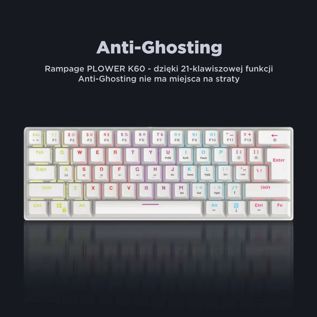 Tastierë mekanike Rampage PLOWER K60, RMP Blue, e bardhë