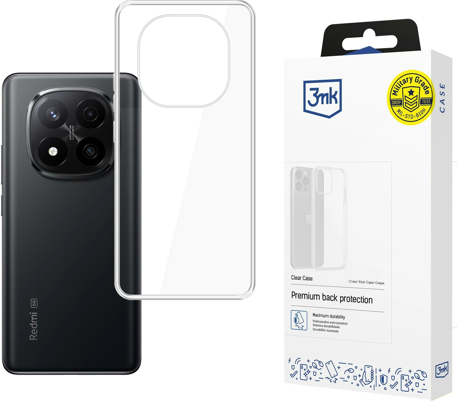 Mbështjellës 3mk Clear Case për Xiaomi Redmi Note 15 Pro+ 5G, transparent, në kuti