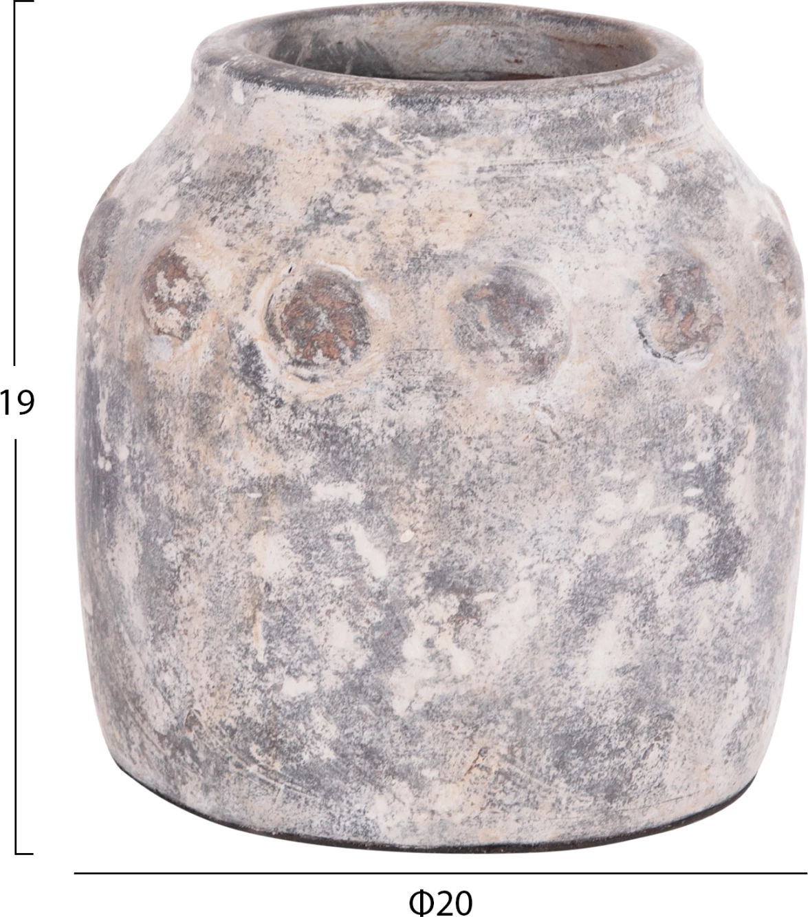 Vazo dekorative tavoline, terrakote, ngjyrë gri, VERMO FH4392, 20x19cm