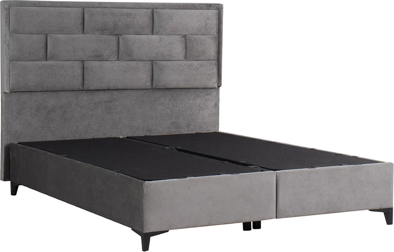 Krevat Brick me hapësirë për depo, kadife gri 07-450, 215x165x121cm (për dyshek 160x200cm)