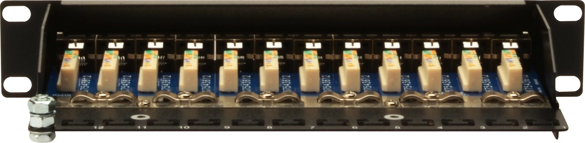 Patchpanel Digitus 12-portë Cat5e, 1U, i zi