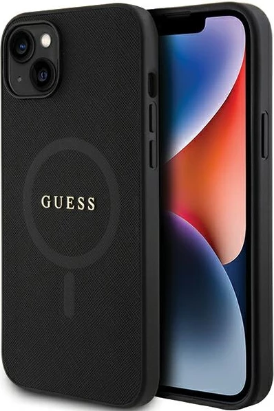 Mbështjellës Guess GUHMP15MPSAHMCK për iPhone 15 Plus 6.7", Saffiano MagSafe, zi