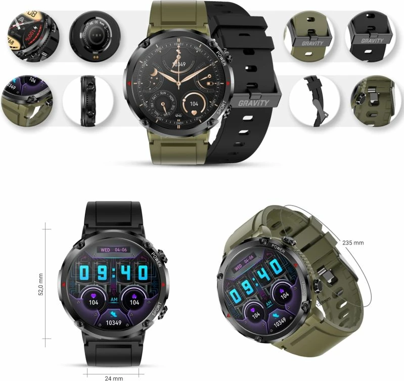 Smartwatch Gravity për të gjithë, e zezë