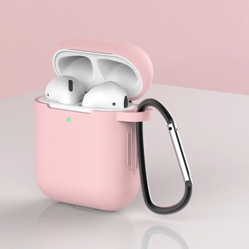 Mbështjellës Hurtel për AirPods 1/2, silikon, me karabiner, rozë