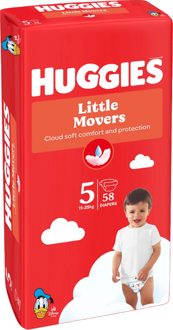 Pelena Huggies® Little Movers 5 (11-25kg), 58 copë