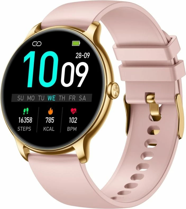 Smartwatch Gravity GT31-1 për femra, rrip i artë + byzylyk, rozë dhe i artë, set