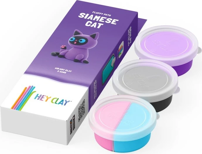 Set modelimi Hey Clay, Tm Toys, HCL30112CEE, figura mace siameze, 4 ngjyra