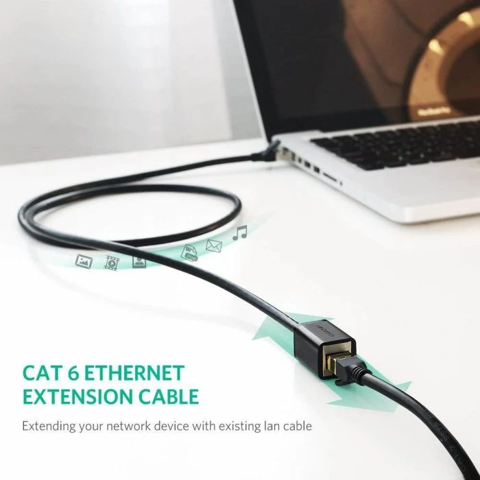 Kabllo zgjatuese Ethernet UGREEN 11281, Cat 6, RJ45, UTP, 2 m, e zezë, 1 copë (polybag)
