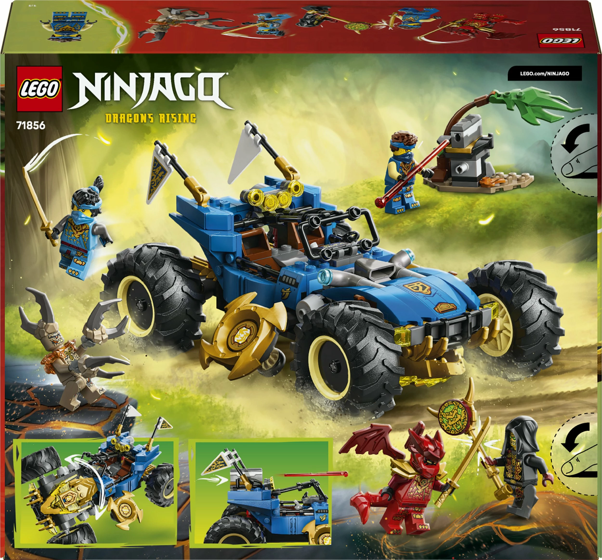 Set ndërtimi LEGO NINJAGO Jay's Multi-Function Car 71856, 387 pjesë, 5 minifigura