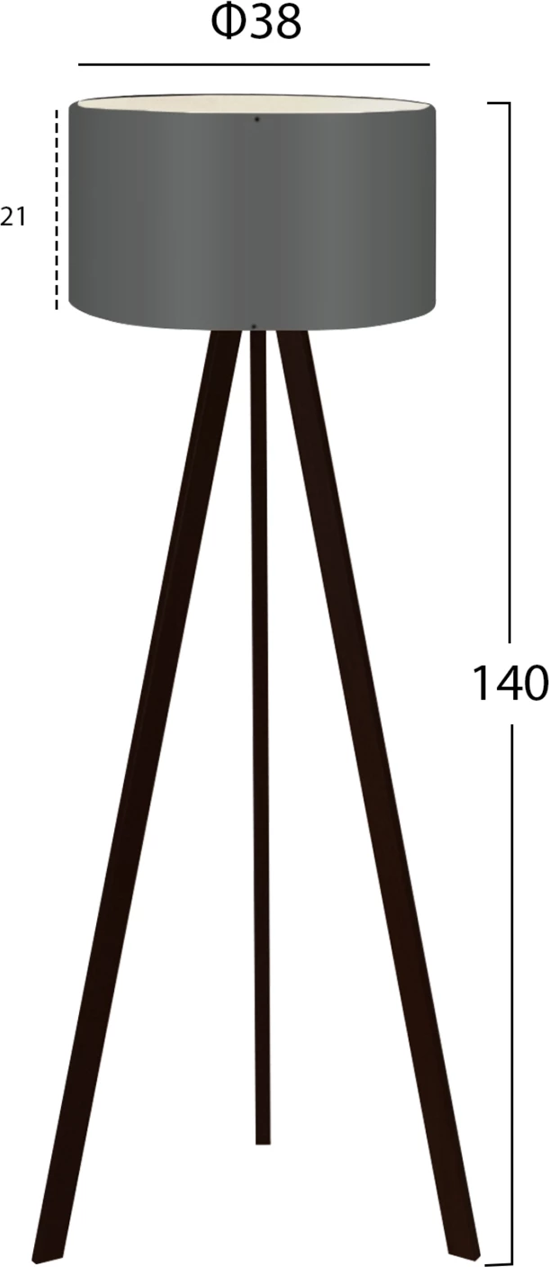 Llambë dyshemeje tripod, ngjyrë e zezë, kapak gri i errët, FH7578.04