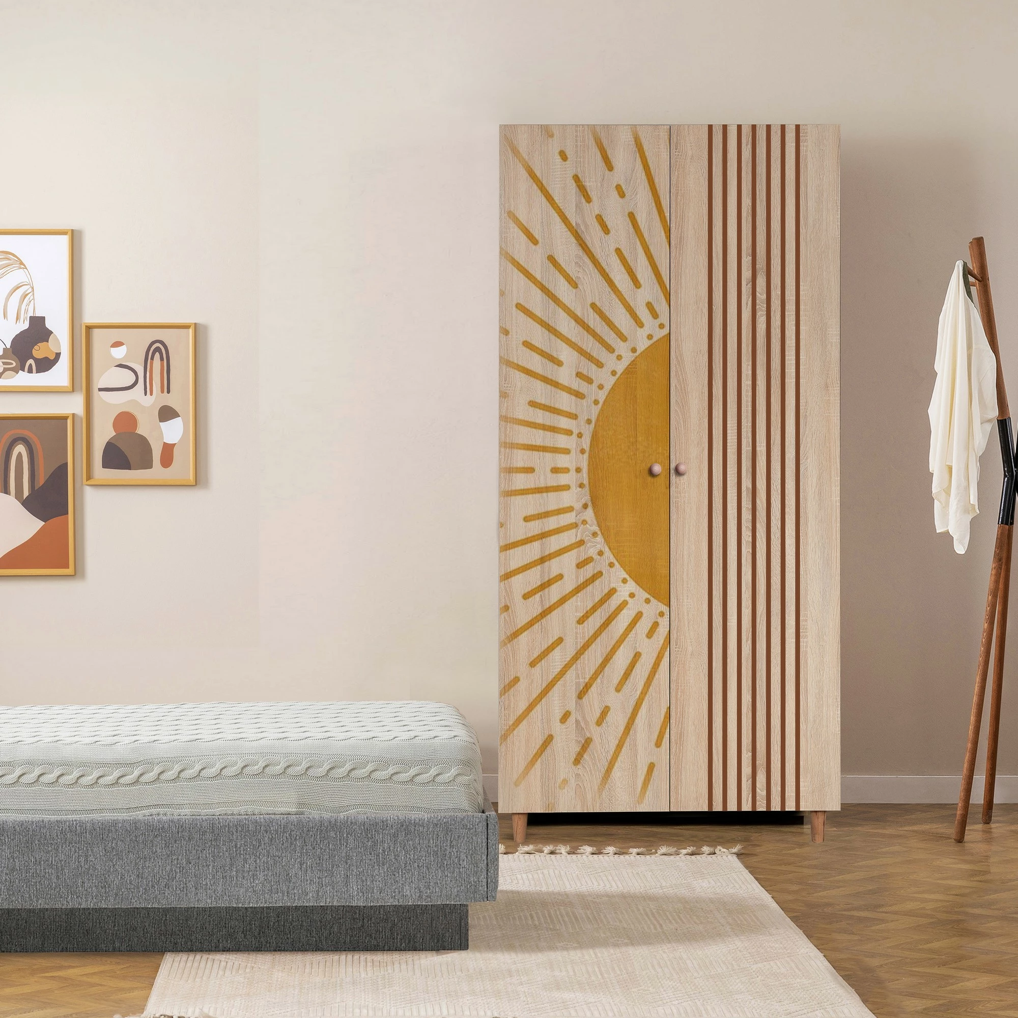 Dollap Sonomo, doreza druri, këmbë druri, Skye Decor Lidya 2 -971, 90x192x52cm