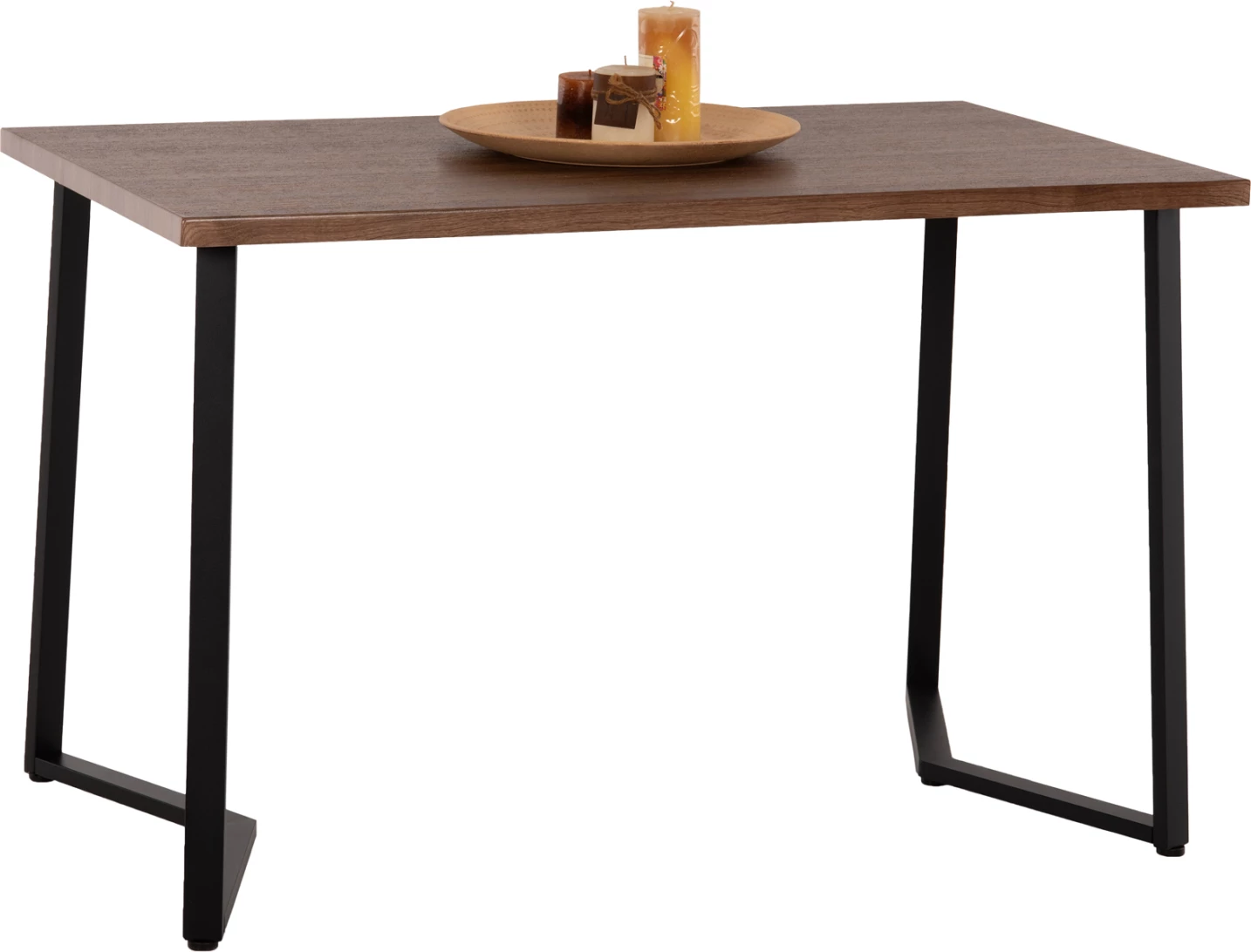 Tavolinë ngrënie JAY, ngjyrë arre, këmbë metalike të zeza, 120x70x76H cm