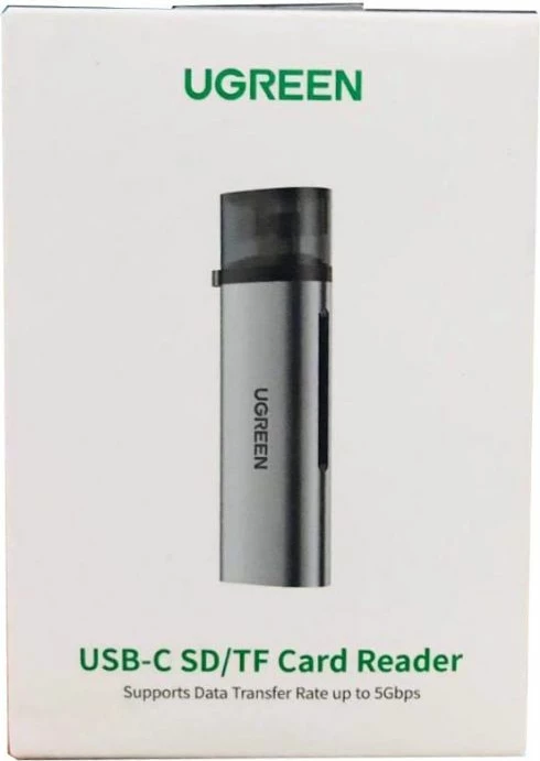 Lexues kartelash USB-C OTG UGREEN 50704, TF/SD, USB 3.1 5Gbps, dual-slot, gri, në kuti