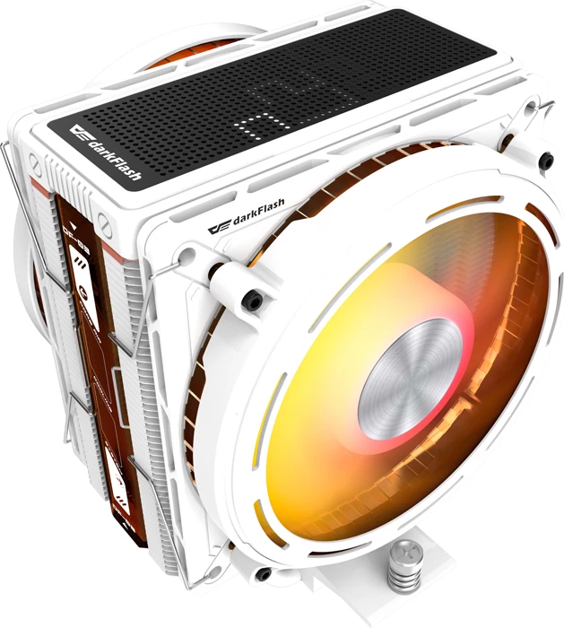 Ftohës procesori aktiv Darkflash E400 PLUS, dy ventilatorë 120 mm, ARGB, ekran temperature, TDP 235 W, i bardhë