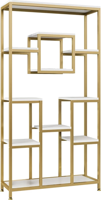 Raft metalik Aduti, ngjyrë ari-bardhë, 90x34x182cm