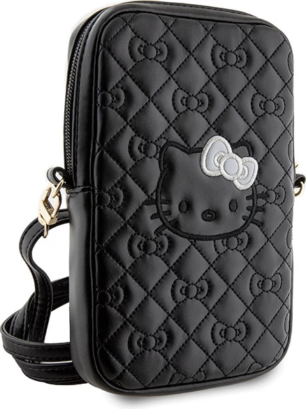 Çantë dore Hello Kitty Quilted Bows Strap, lëkurë artificiale, e zezë