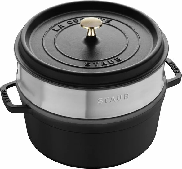 Cocotte me aksesor per avull 26 cm, e rrumbullaket, e zeze, gize e emaluar