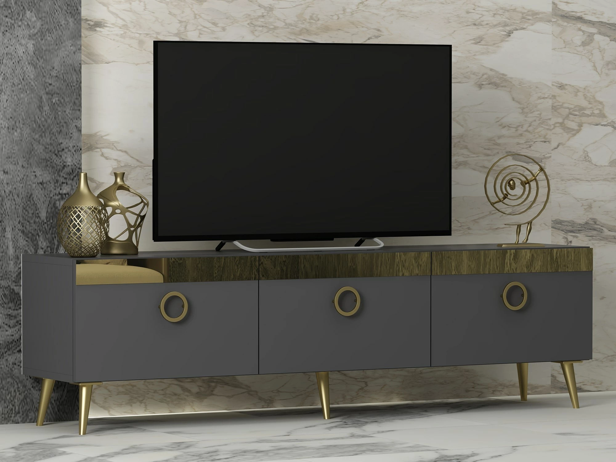 Komodë TV Hanah Home, Safar, ngjyrë antracit