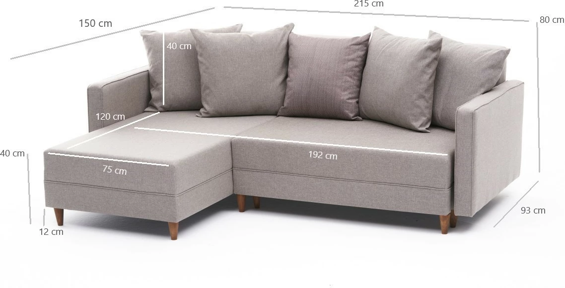 Kënd-sofë krevati Atelier del Sofa, Aydam majtas, krem