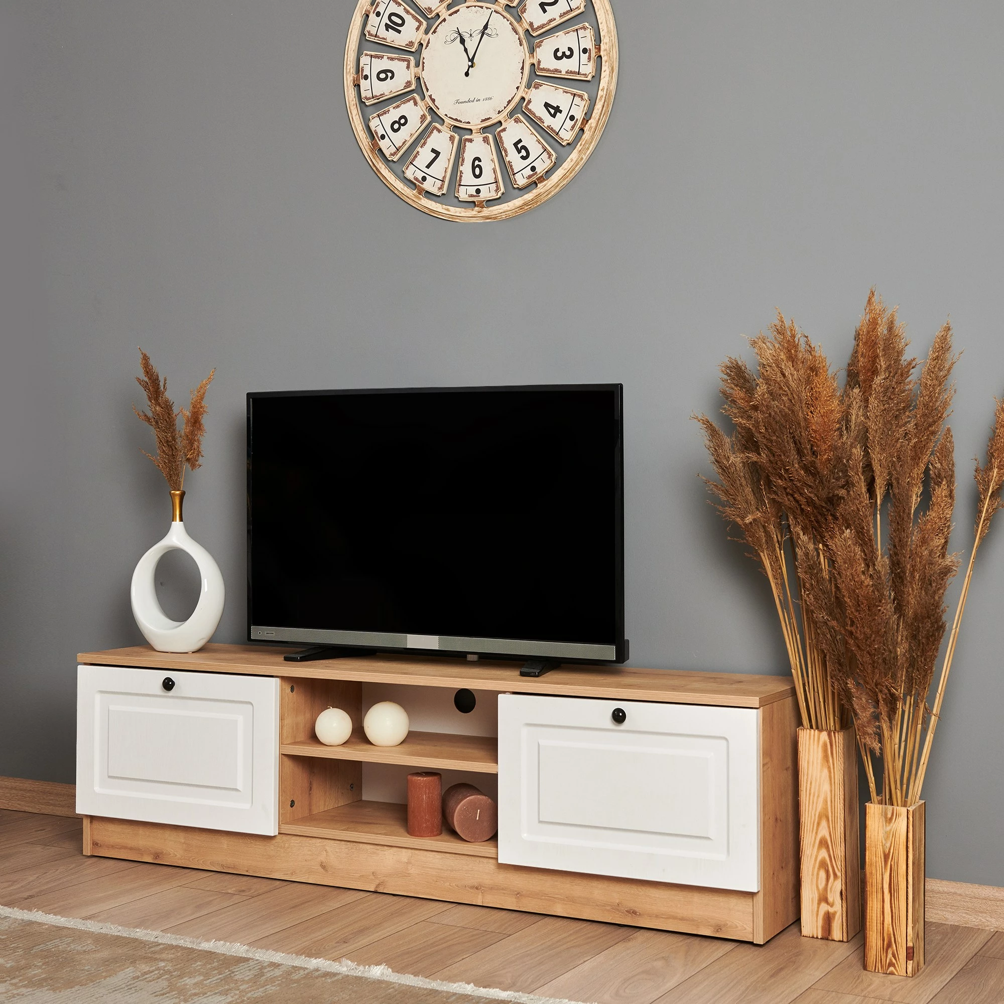 Komodë TV Skye Decor, ngjyrë lis safir dhe arre, Tuvalle 044