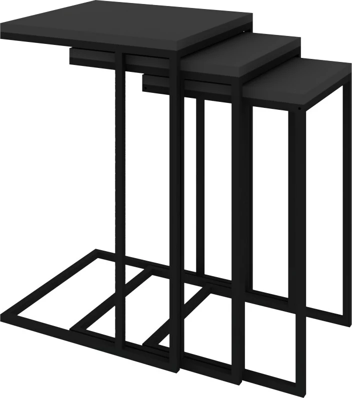 Set tavolinash ndihmëse të vendosshme, 3 copë, ngjyrë e zezë, antracit, Skye Decor