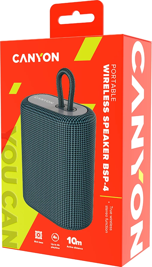 Altoparlant CANYON BSP-4 5W Bluetooth 5.0, Hiri i errët