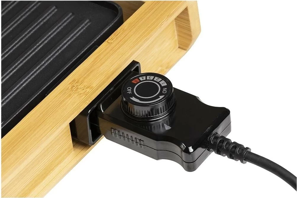 Grill tavoline elektrik Melchioni Bamboo Grill 118380030, 1800W, bambu, kafe
