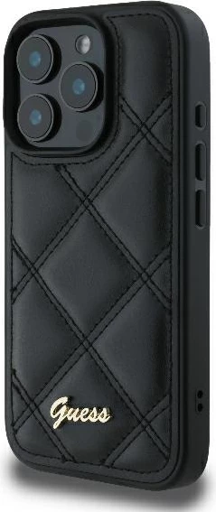 Mbështjellës Guess Quilted Metal për iPhone 16 Pro Max, i zi