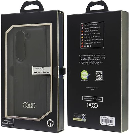 Mbështjellës Audi Synthetic Leather MagSafe për Samsung Galaxy Z Fold 6, i zi