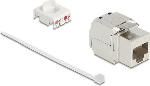 Modul Keystone RJ45 DeLOCK Cat 8.1 STP, LSA, pa vegël, argjendtë