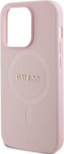 Mbështjellës Guess GUHMP13XPSAHMCP për iPhone 13 Pro Max, Saffiano MagSafe, rozë