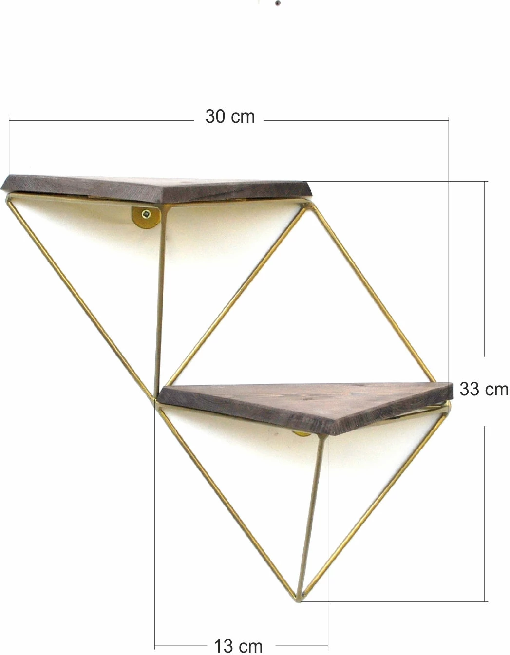 Raft dekorativ prej druri për mur, ngjyrë arre dhe ari, Hanah Home, Wr075