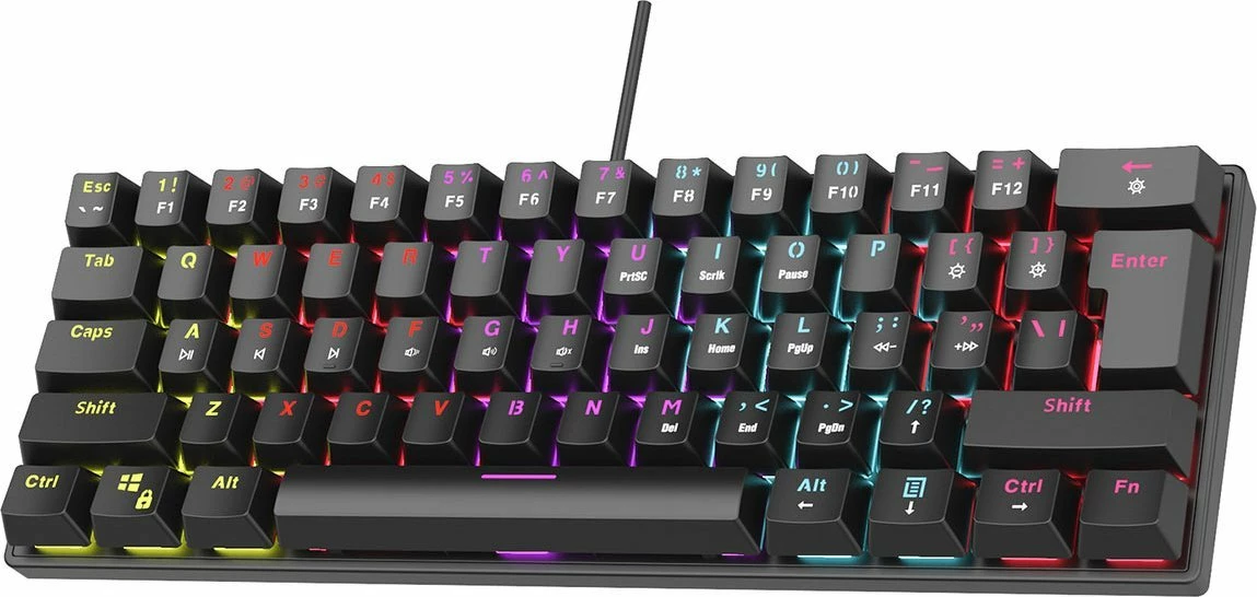 Tastierë mekanike gaming Rampage Plower K60 60%, RMP Blue Switch, RGB, USB, US layout, e zezë, me pushimore dore 3