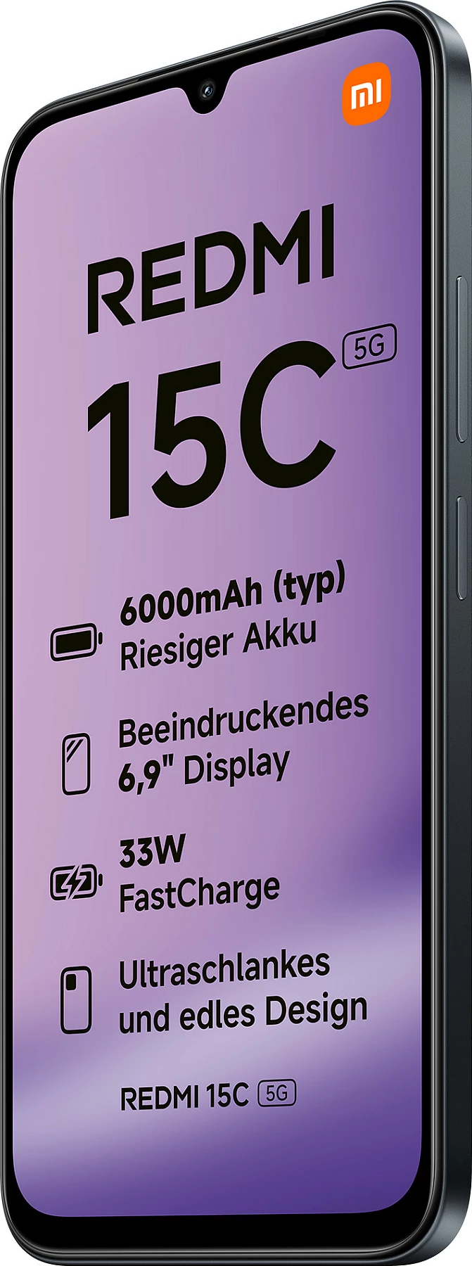Celular Xiaomi Redmi 15C 5G, 4GB RAM, 128GB, 6.9" 120Hz, 50MP, Midnight Black