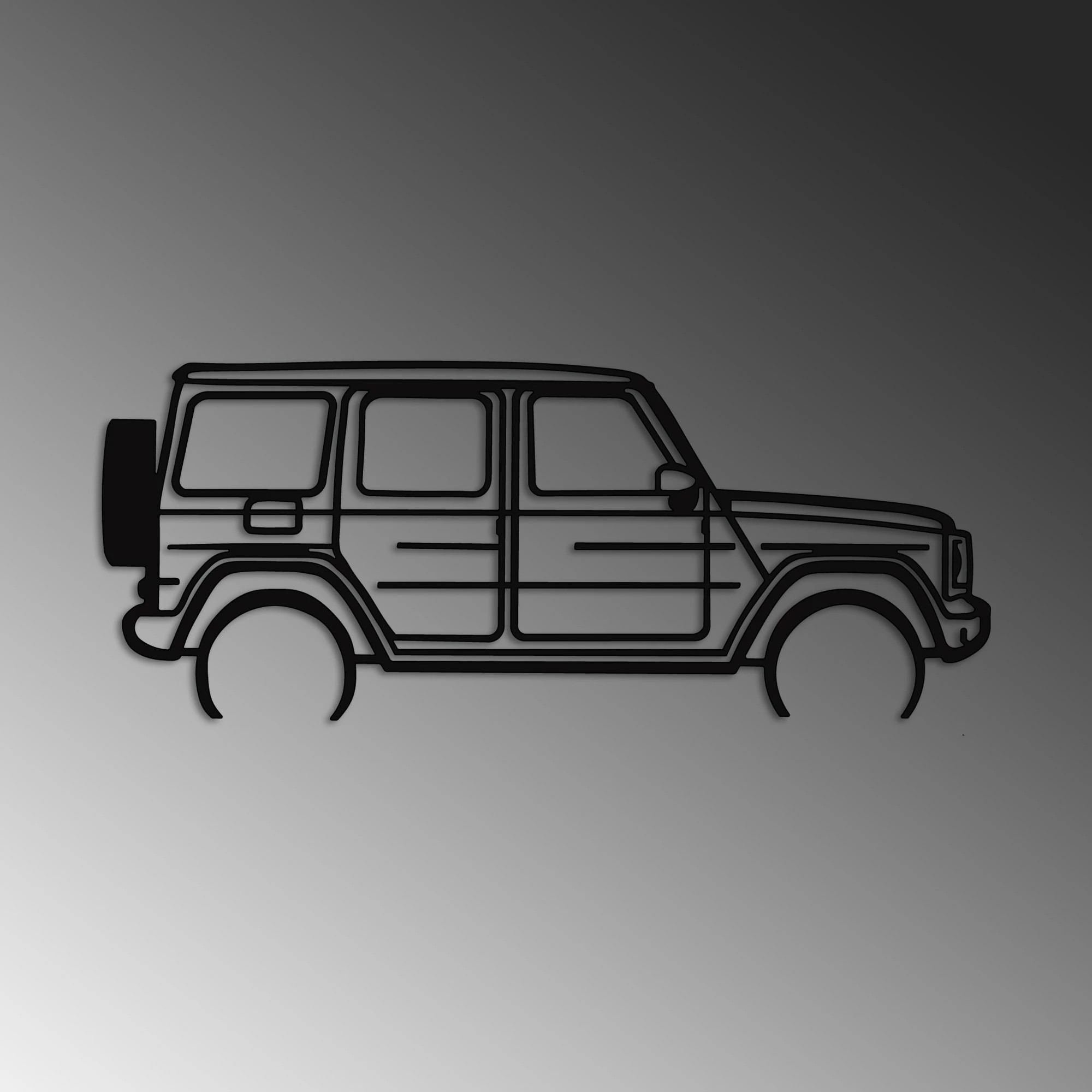Aksesor dekorativ metalik për mur, Wallity, Mercedes G-Class, ngjyrë e zezë, 73x30cm